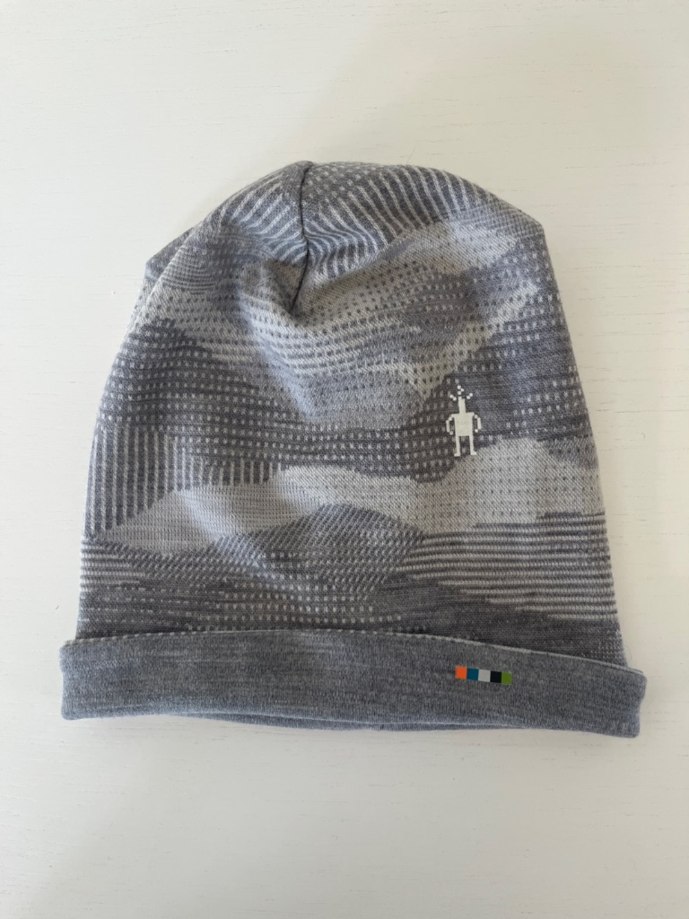 Smartwool Thermal Merino Reversible Light Grey Mountain Scape Cuffed Beanie Hat